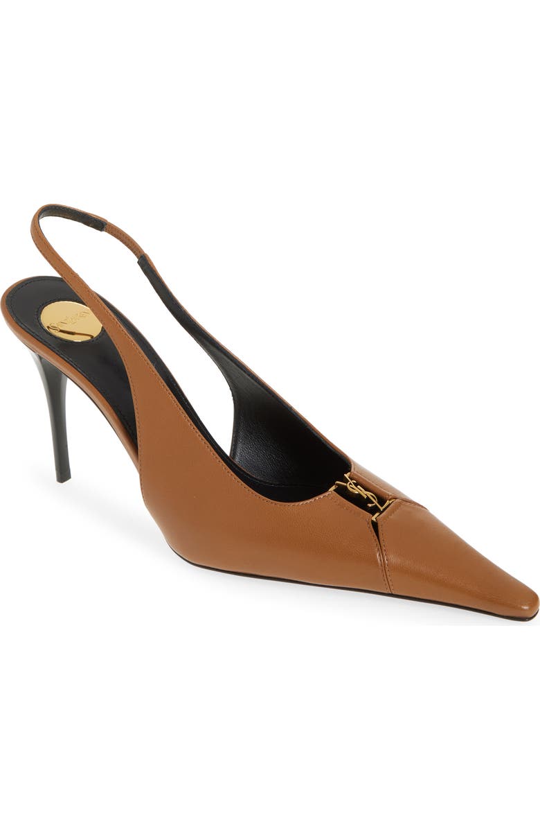 Saint Laurent Babylone Slingback Pump, Main, color, Dark Macadamia