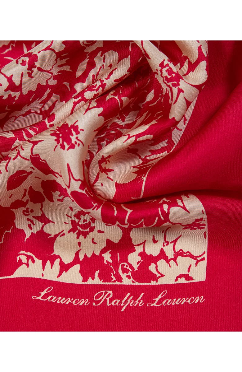 Lauren Ralph Lauren Spring Flowers Small Silk Square Scarf, Alternate, color, Cruise Red
