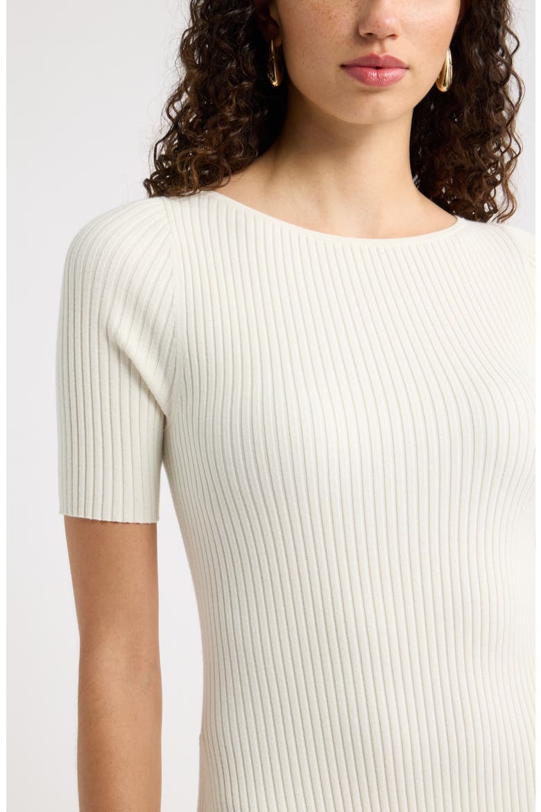 Rib Boat Neck Sweater Dress, Alternate, color, IVORY TOFU