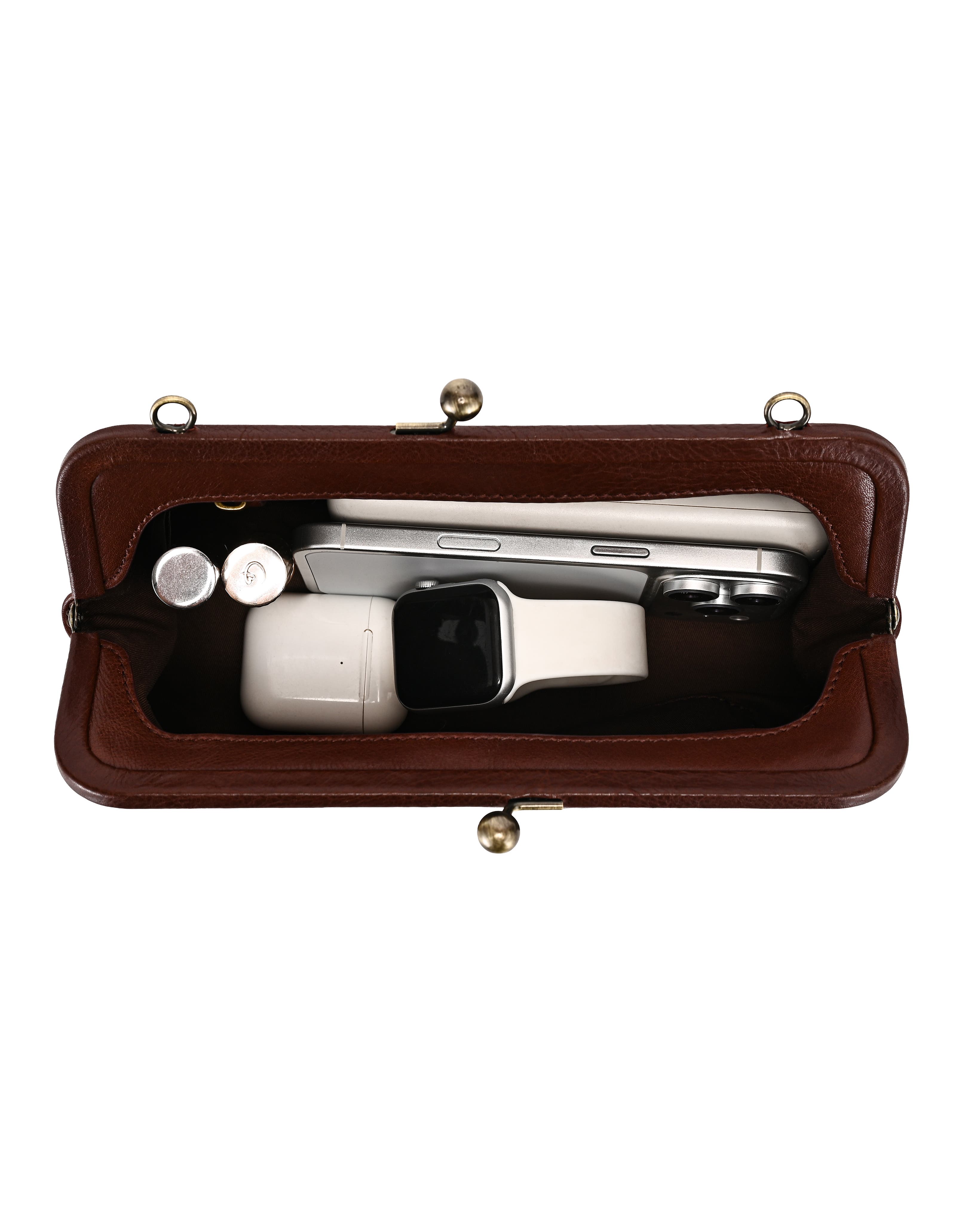 OLD TREND Iris Genuine Leather Vintage Frame Crossbody Bag, Alternate, color, Brown