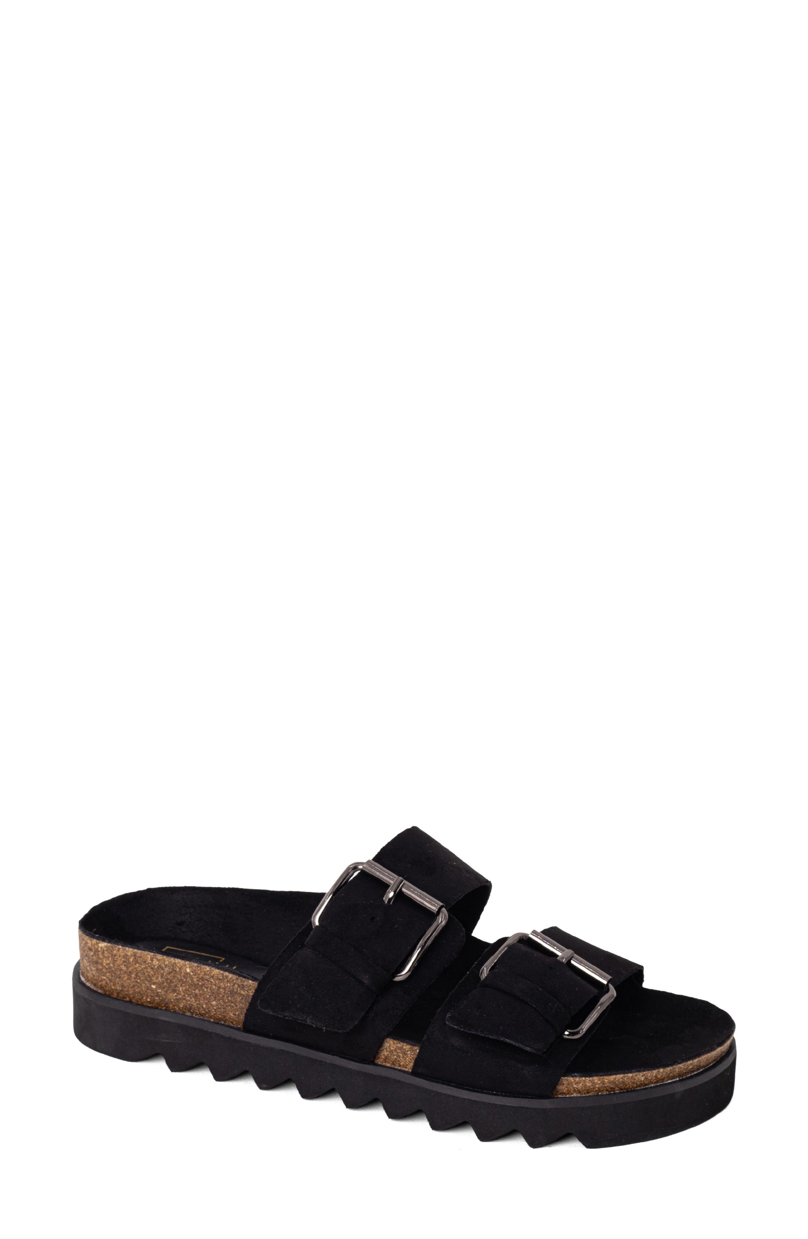SHUSHOP Carla Slide Sandal, Main, color, Black Suede