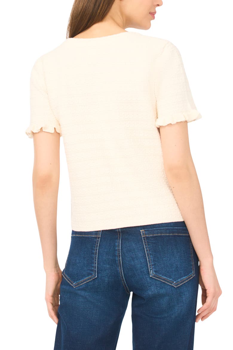 Short Sleeve Cotton Blend Cardigan, Alternate, color, EGGNOG