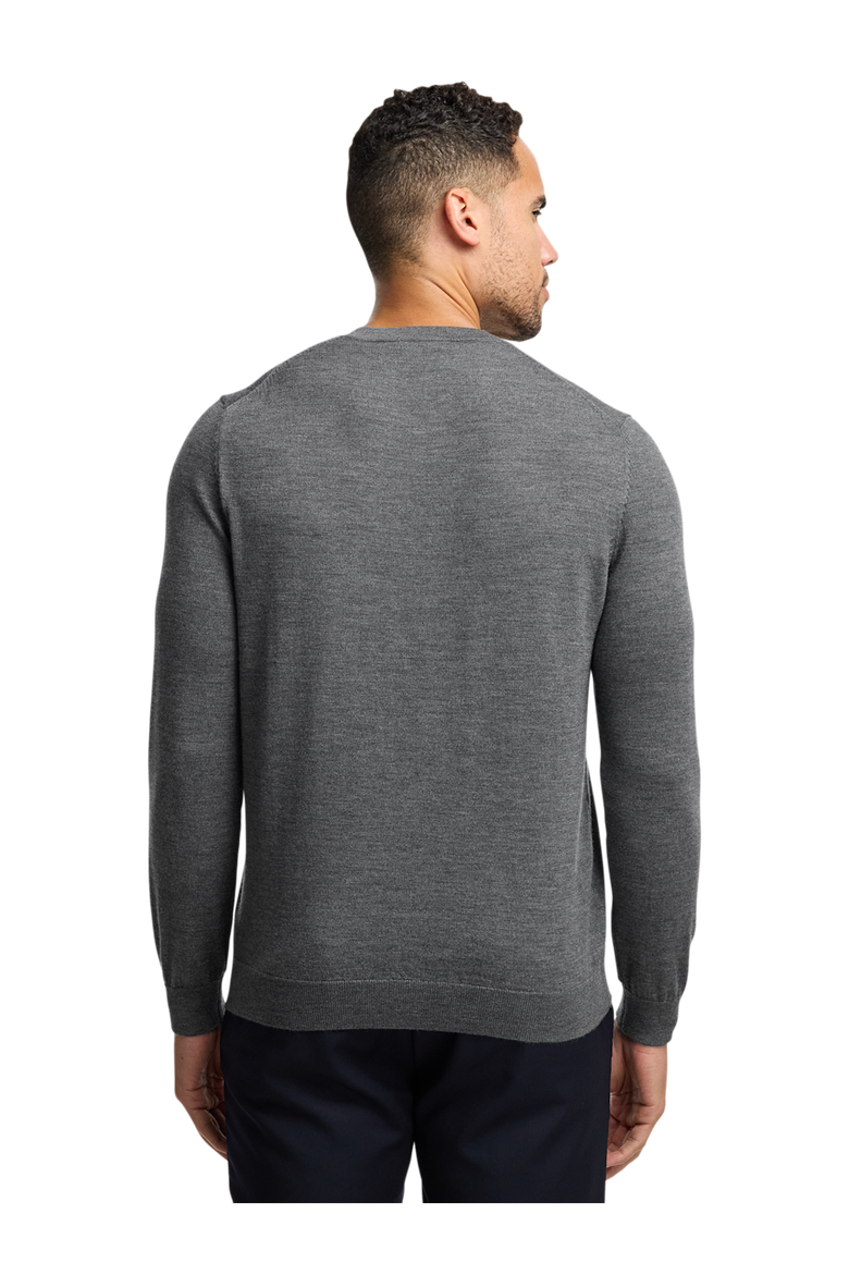 Washable Merino Wool V-neck Sweater, Alternate, color, Grey
