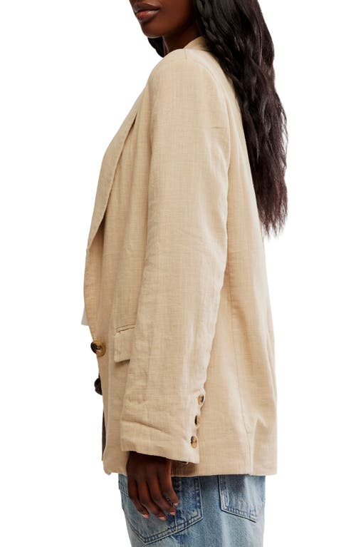 Free People Prep School Linen Blend Blazer In Birch