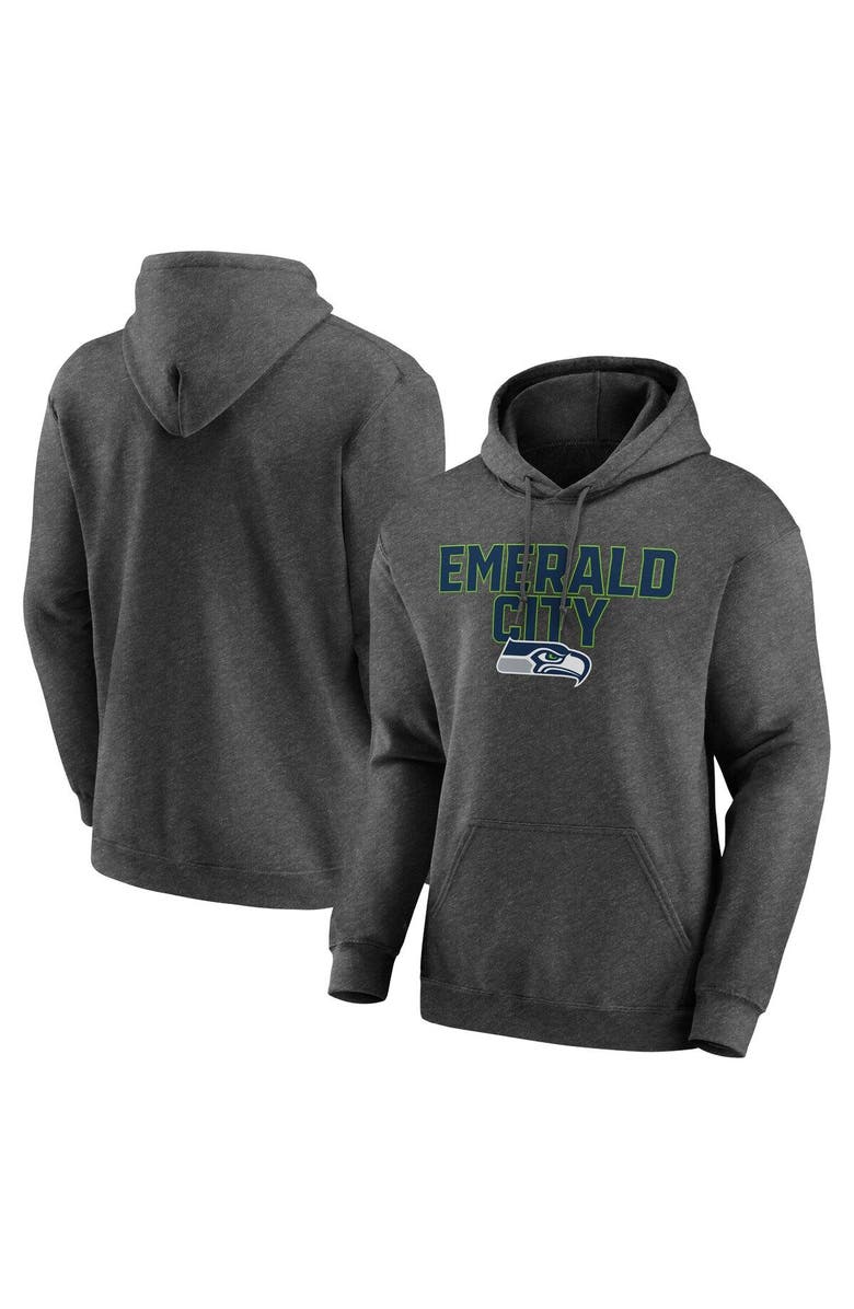 Fanatics Brands - White Label Men's Heathered Charcoal Seattle Seahawks Victory Earned Pullover Hoodie, Main, color,