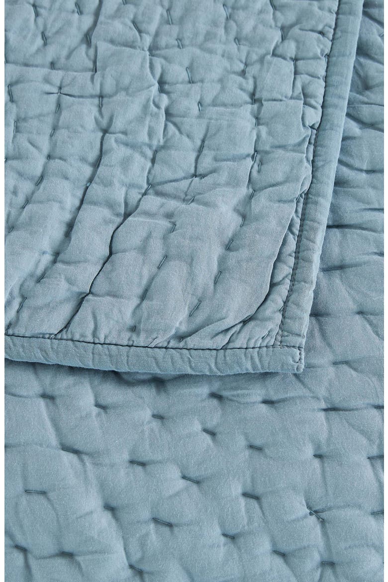 Voile Solid Cotton Quilt & Sham Set, Alternate, color, SLATE BLUE