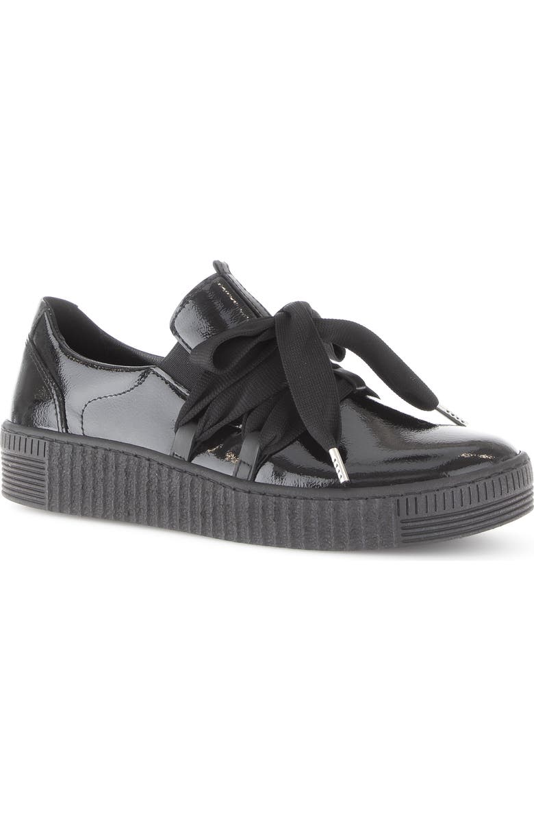 Gabor Leather Platform Sneaker, Main, color, Black