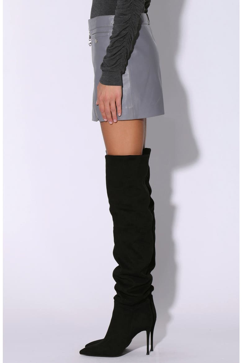 Gavriel High Waist Leather Skirt, Alternate, color, GRANITE