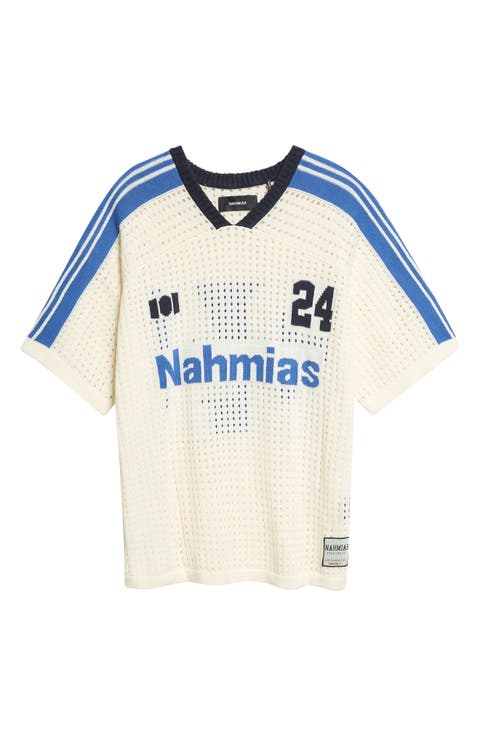24 Oversize Cotton Pointelle V-Neck Soccer Jersey