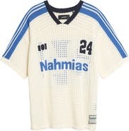 NAHMIAS 24 Oversize Cotton Pointelle V-Neck Soccer Jersey