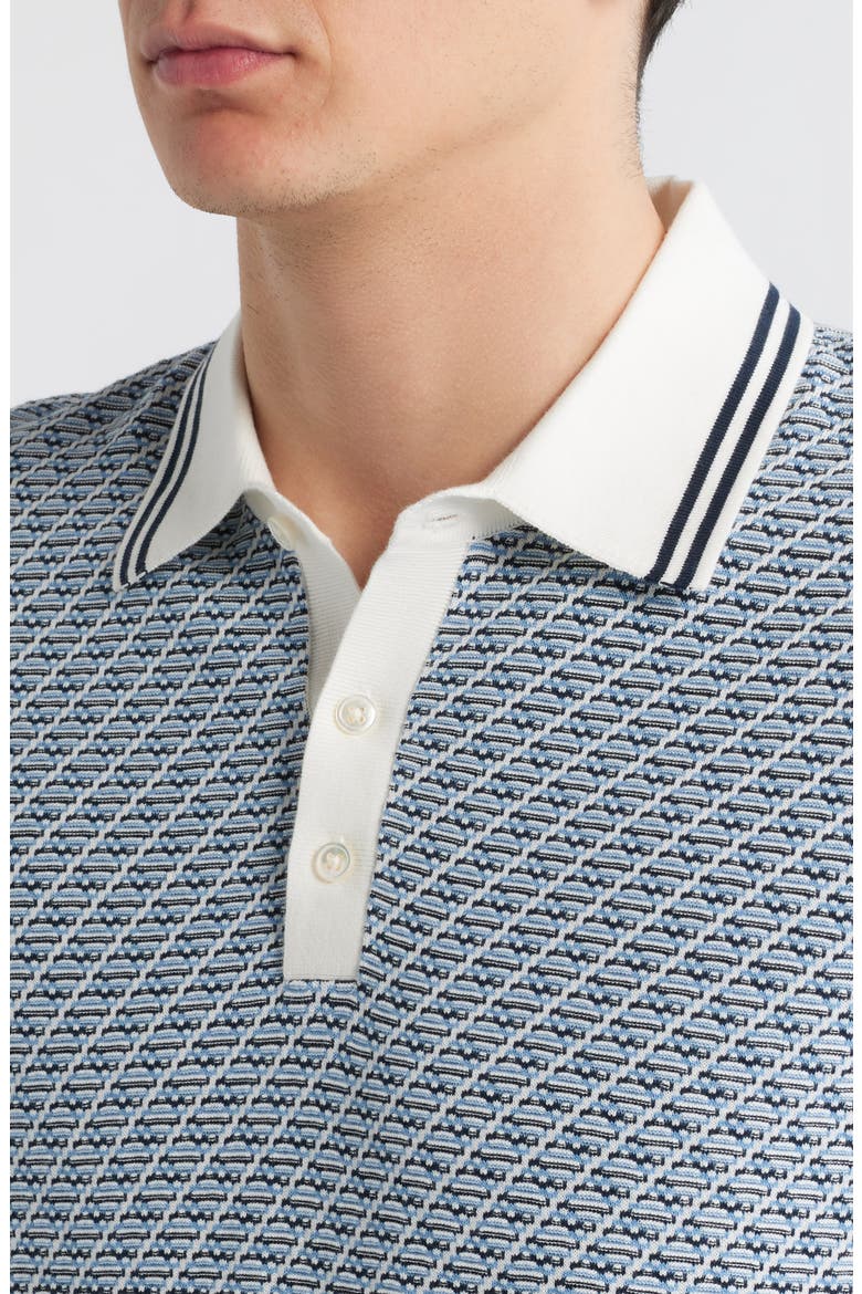Geometric Textured Cotton Polo Sweater, Alternate, color, TEXTURE DIAMOND IVORY MULTI