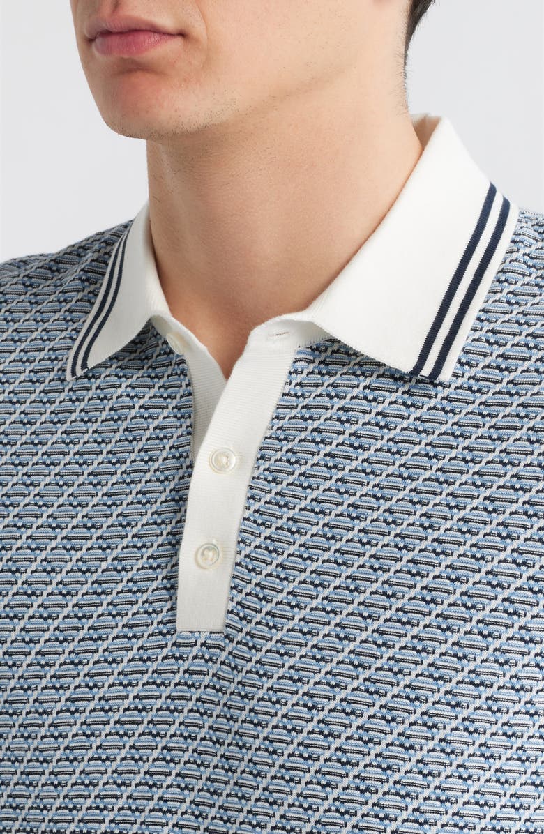 Brooks Brothers Geometric Textured Cotton Polo Sweater, Alternate, color, Texture Diamond Ivory Multi