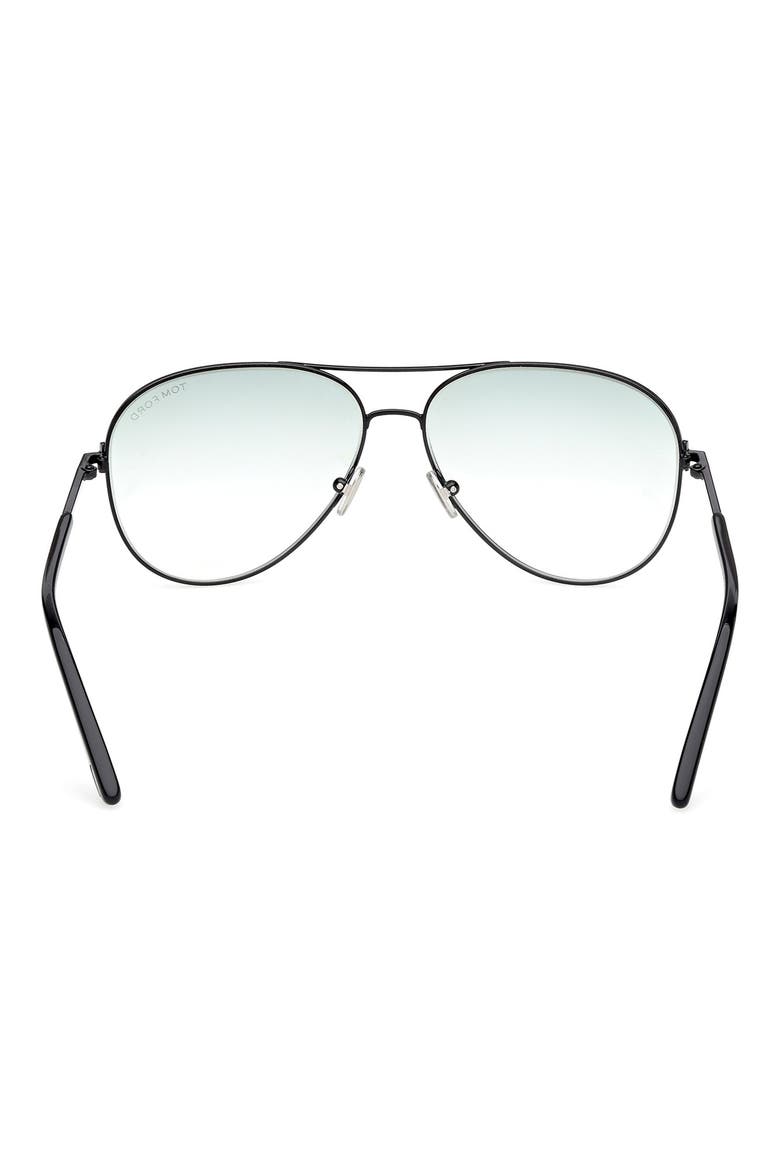Clark 59mm Gradient Pilot Sunglasses, Alternate, color, SHINY BLACK / GRADIENT GREEN