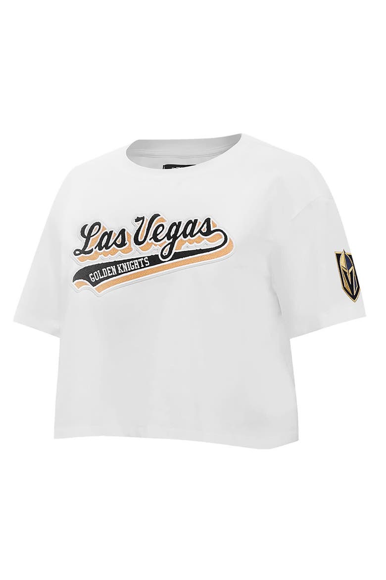 Women's Pro Standard White Vegas Golden Knights Boxy Script Tail Cropped T-Shirt, Alternate, color, White