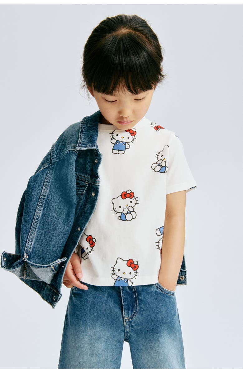 H&M 3-pack Printed Jersey Tops, Alternate, color, Light Blue/Hello Kitty