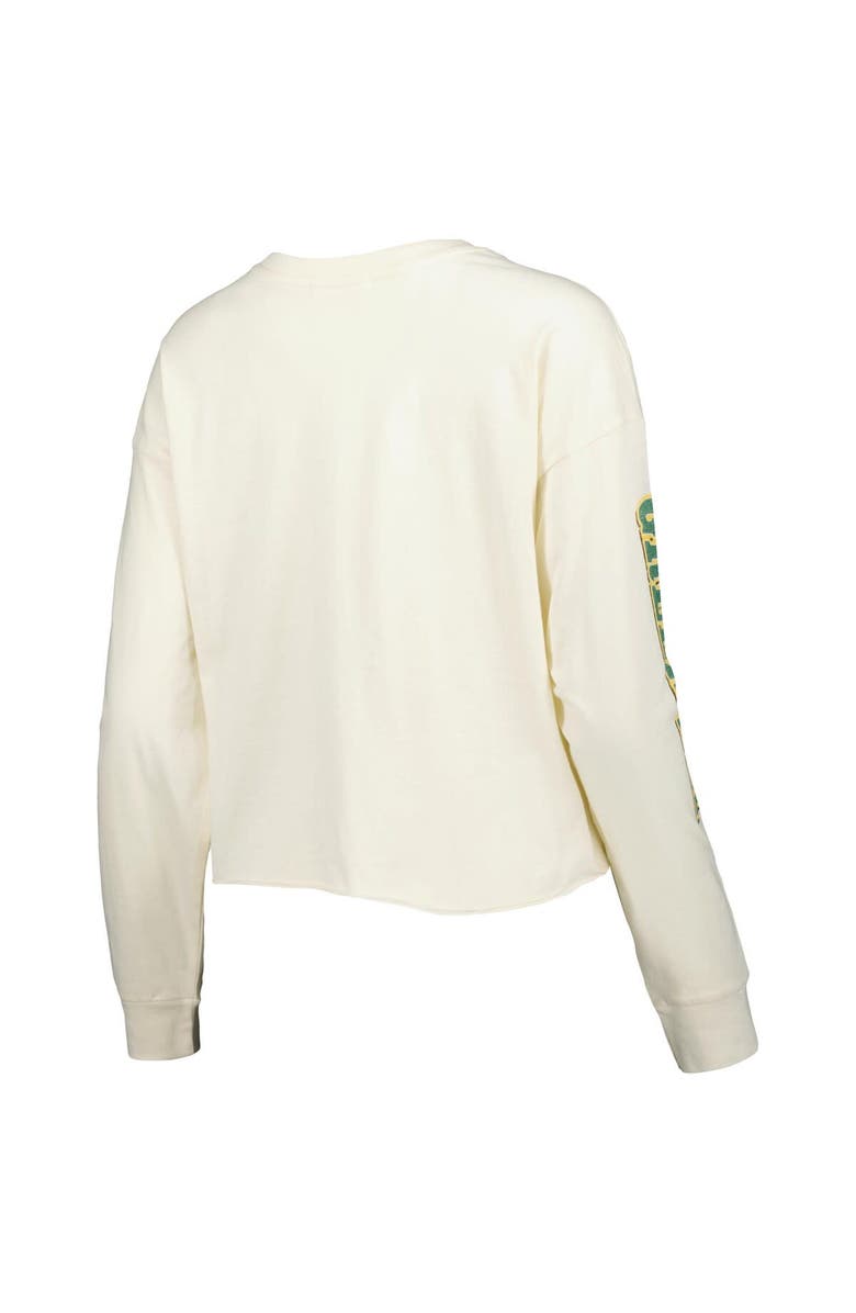 '47 Women's '47 Cream Green Bay Packers Brush Back Parkway Cropped Lightweight Long Sleeve T-Shirt, Alternate, color, 