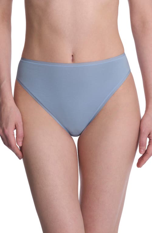 Natori Bliss Bare Cotton High Cut Briefs In Blue