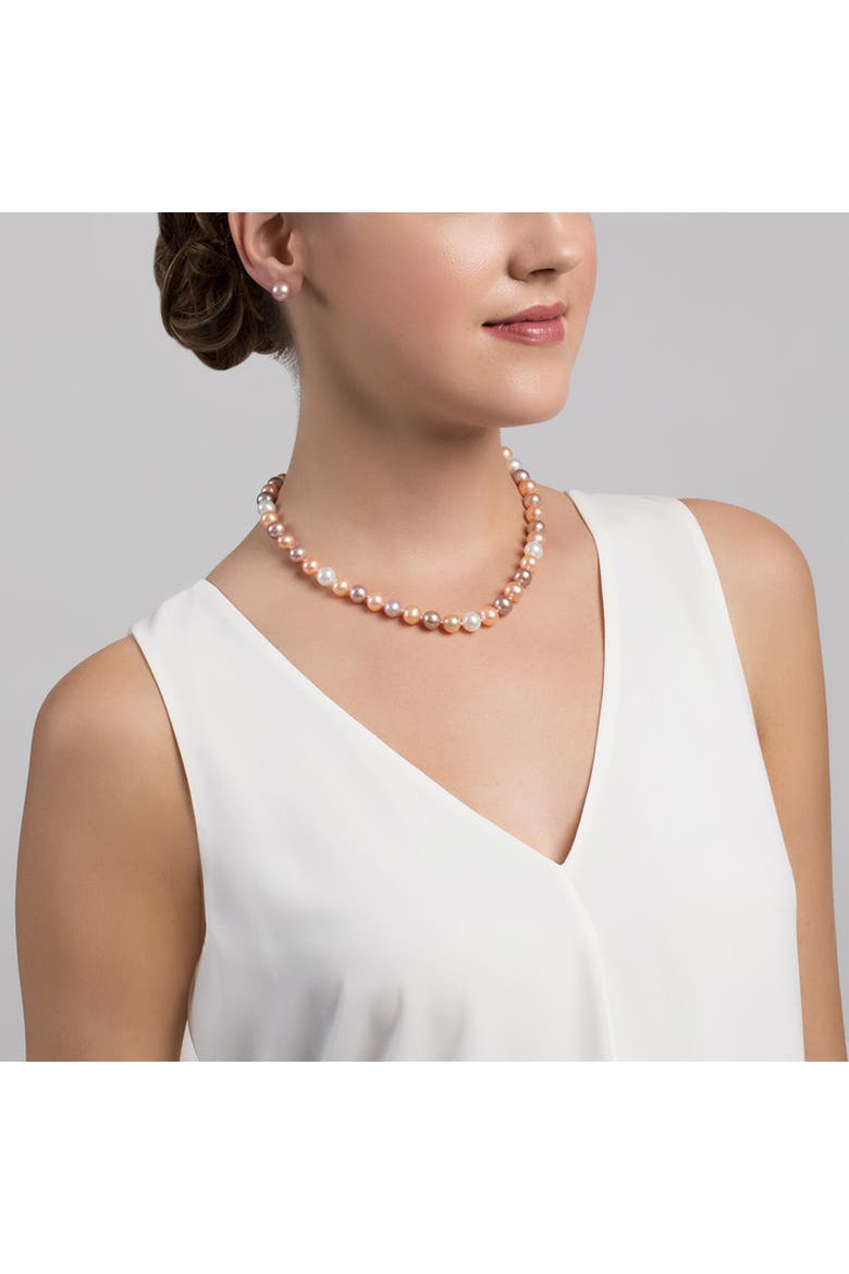 9.5-10.5mm Multicolor Freshwater Pearl Necklace - AAA Quality, Alternate, color, White Gold Clasp