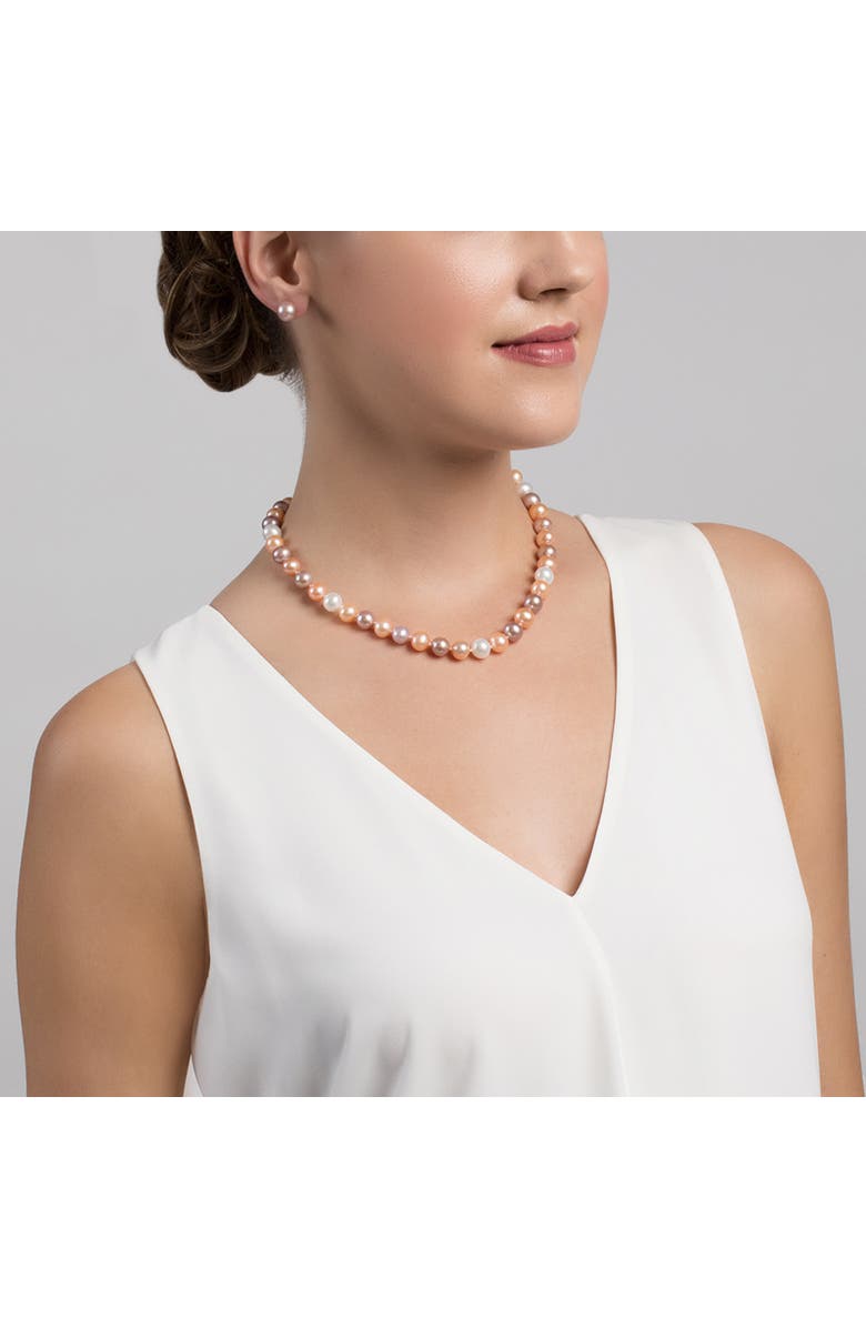 The Pearl Source 9.5-10.5mm Multicolor Freshwater Pearl Necklace - AAA Quality, Alternate, color, White Gold Clasp