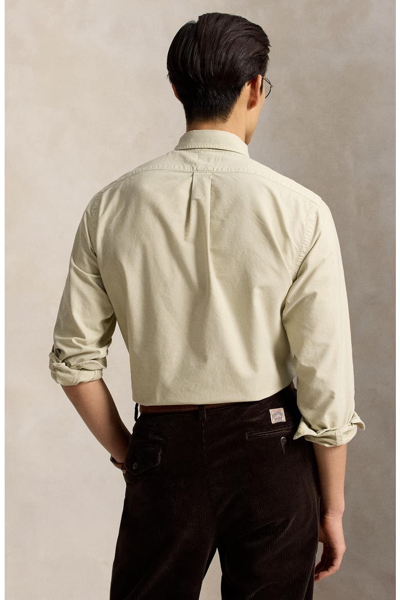 Garment-Dyed Long Sleeve Oxford Shirt, Alternate, color, BEIGE