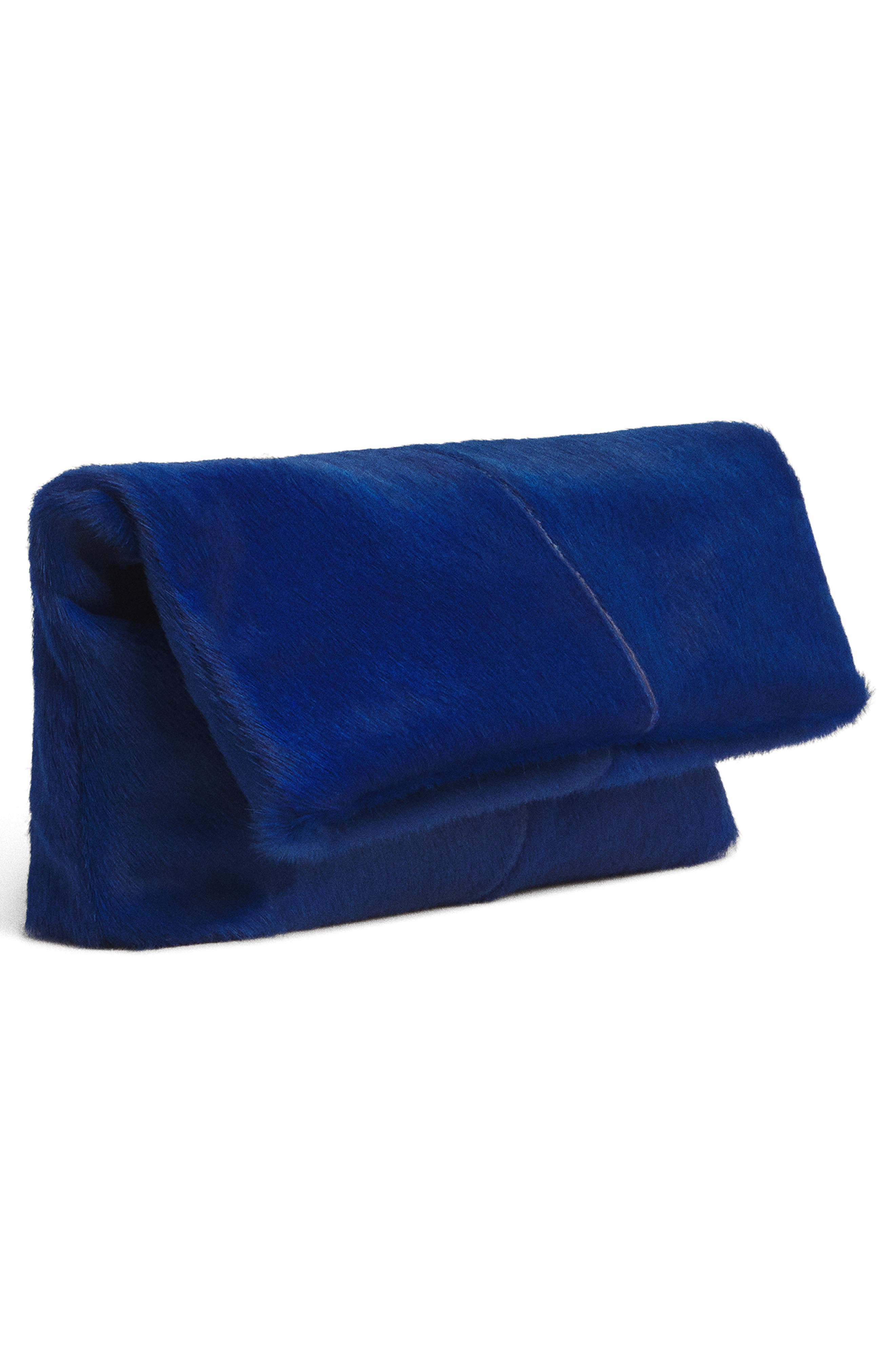 Inez Genuine Calf Hair Clutch, Alternate, color, COBALT HAIRCALF