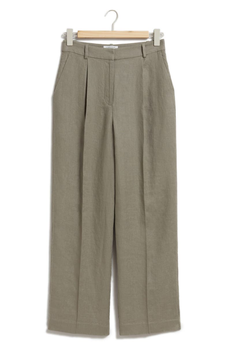& Other Stories Wide Leg Linen Pants, Alternate, color, Khaki