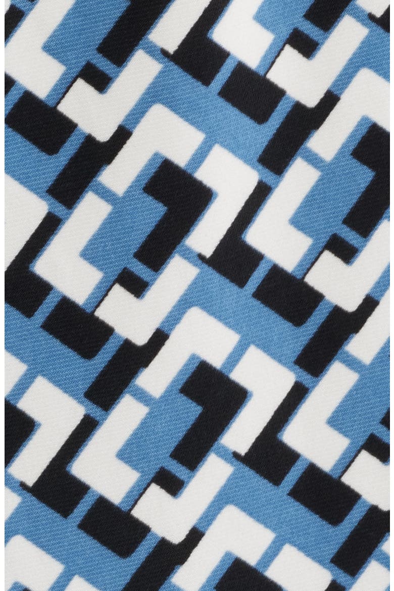 Geometric Print Pleated Neck Shell, Alternate, color, DUTCH BLUE MULTI
