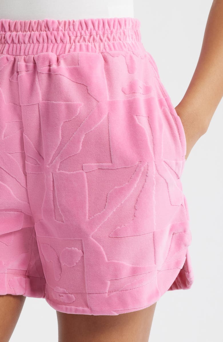 ICHI Textured French Terry Shorts, Alternate, color, Wild Orchid