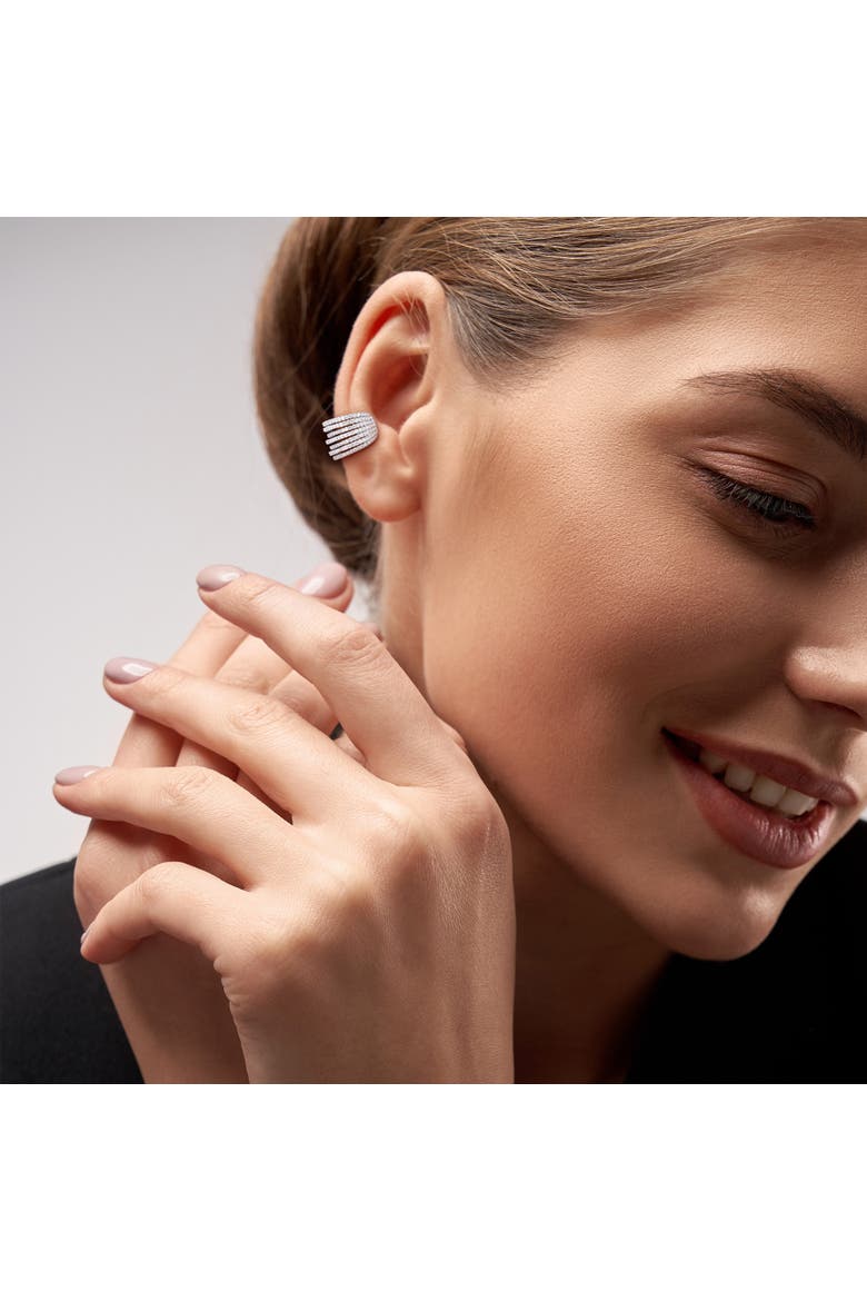 Lab-Grown Diamond Multi-Row Cuff Earrings 14k, Alternate, color, White Gold