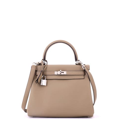 Kelly Handbag Brown Swift with Palladium Hardware 25