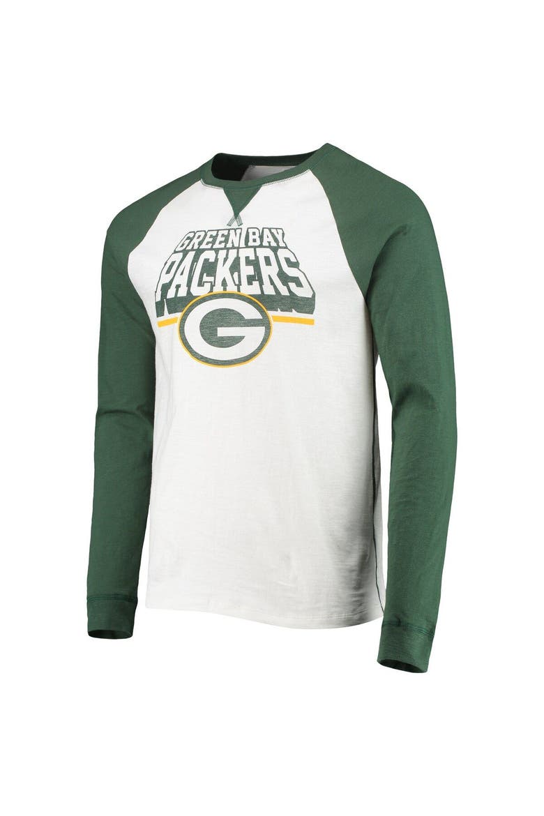 Men's Junk Food White/Green Bay Packers Colorblock Raglan Long Sleeve T-Shirt, Alternate, color, White