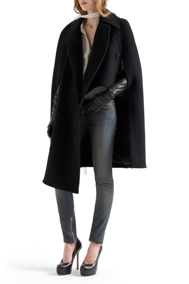 Double Breasted Wool Blend Cape, Main, color, WOOL BLEND SABL