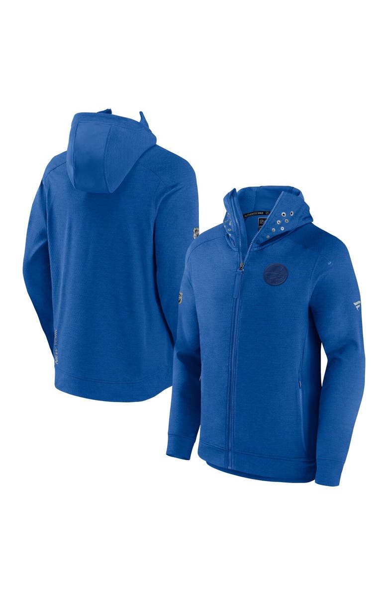 FANATICS Men's Fanatics Branded Heather Royal New York Islanders Authentic Pro Road Tech Full-Zip Hoodie Jacket, Main, color, Heather Royal
