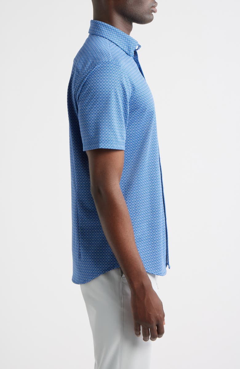 Mizzen+Main Halyard Trim Fit Foulard Print Short Sleeve Button-Up Shirt, Alternate, color, Set Sail Dotted Line