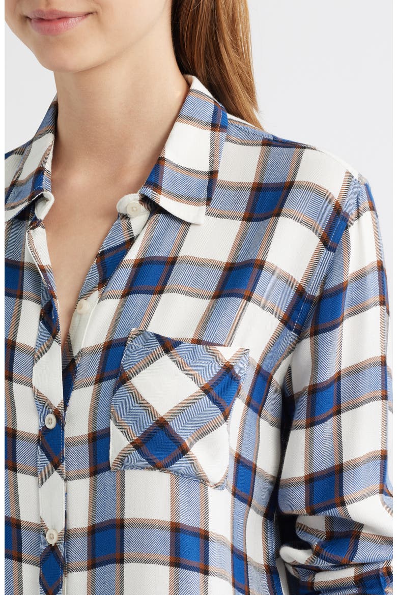 Hunter Plaid Button-Up Shirt, Alternate, color, GOLDEN COBALT