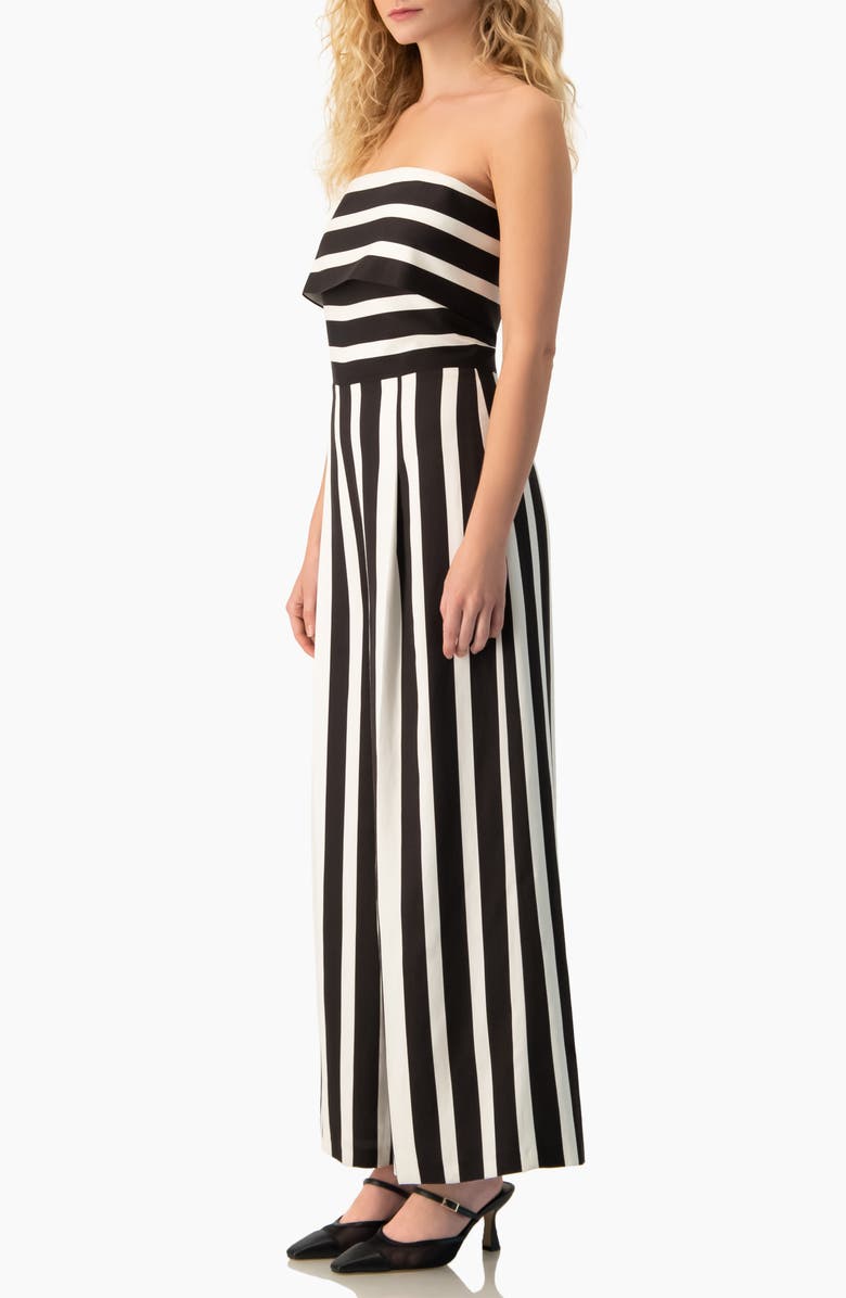 IVONNE High-Contrast Stripe Strapless Formal Maxi Gown, Alternate, color, Black