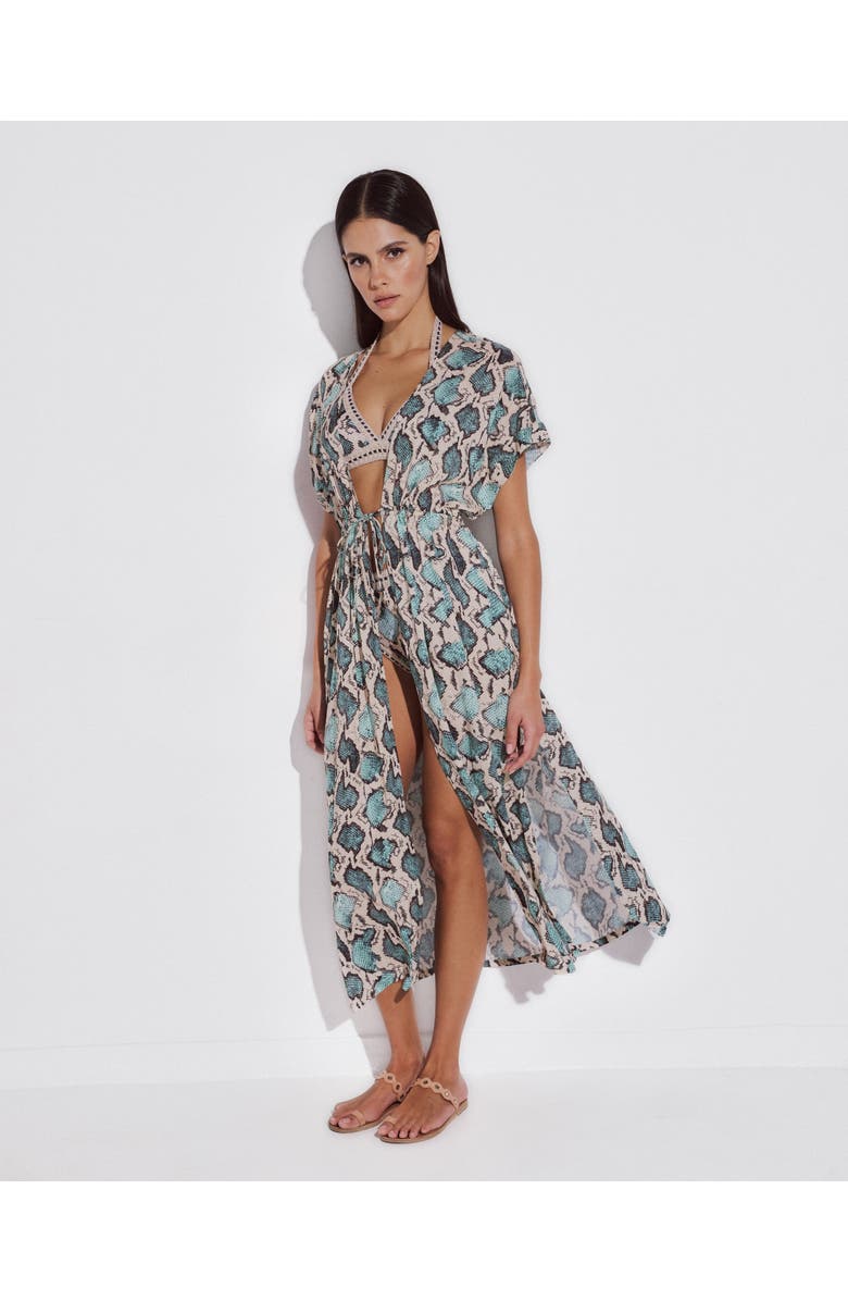 LIDA SWIMWEAR Olympia Maxi Cover-Up Dress, Alternate, color, Blue Snakeskin