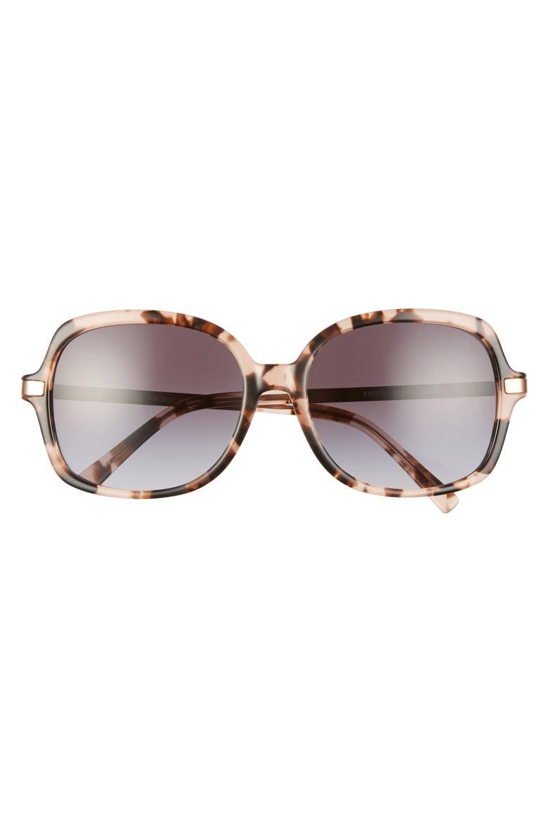 57mm Gradient Square Sunglasses, Alternate, color, PINK TORTOISE/ BLACK GRADIENT