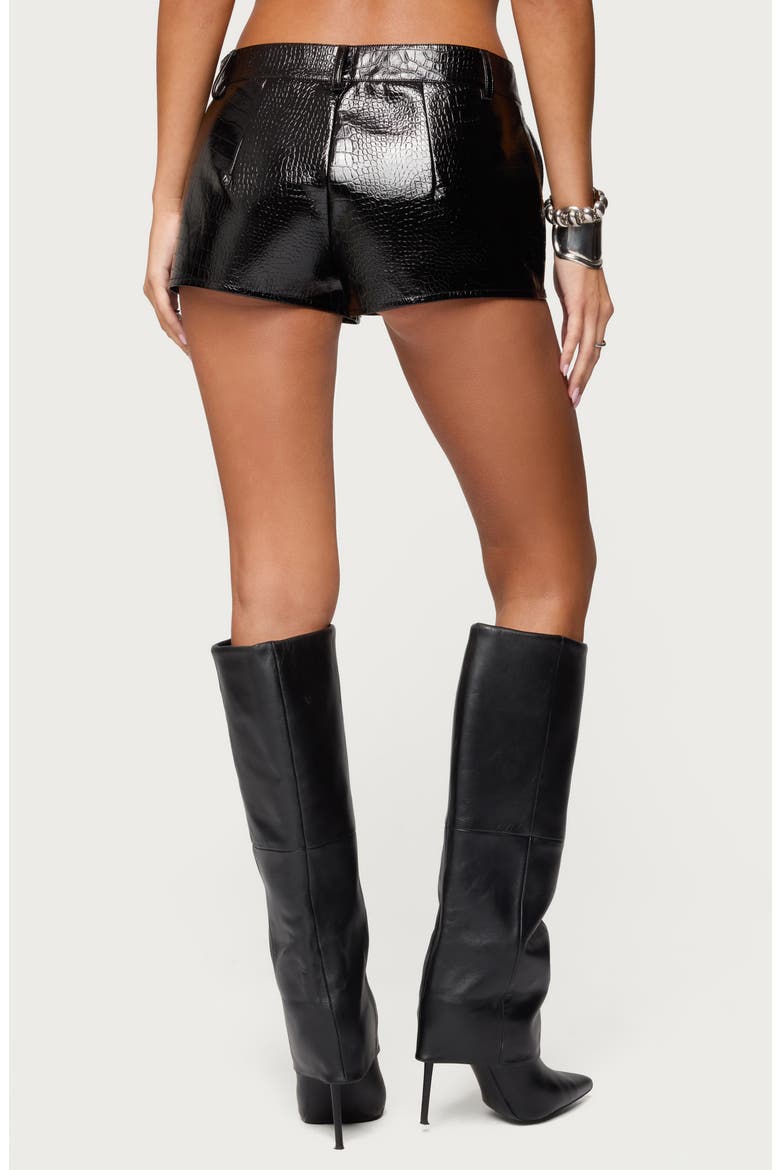 Matilde Croc Faux Leather Shorts, Alternate, color, BLACK