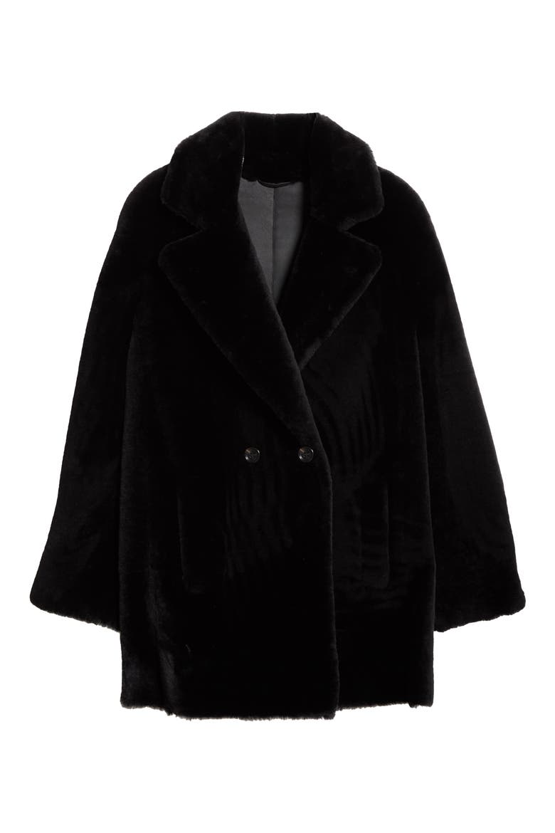 Murano Genuine Shearling Coat, Alternate, color, BLACK