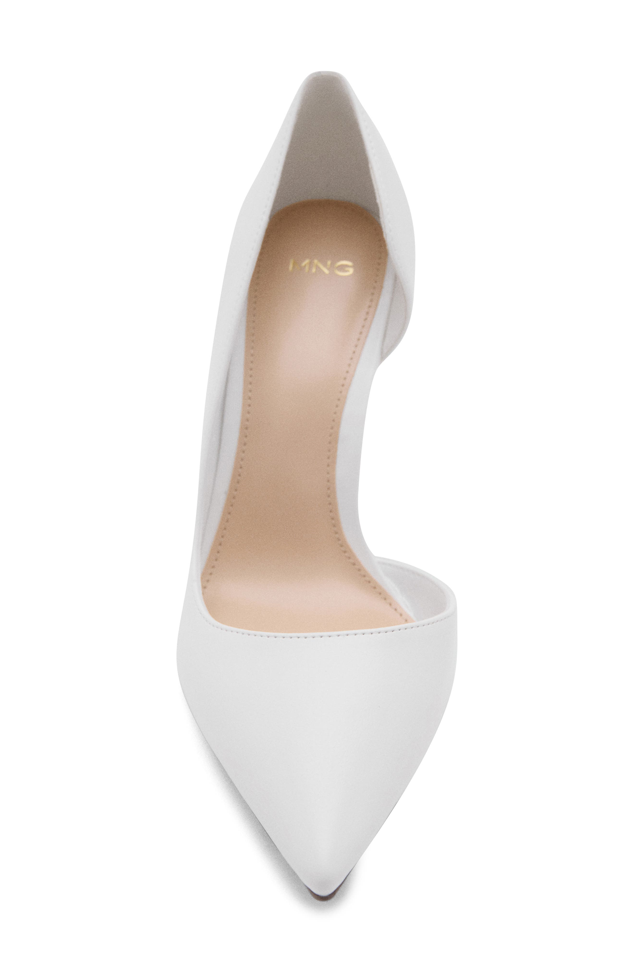 MANGO Audrey Half d'Orsay Pump, Alternate, color, White