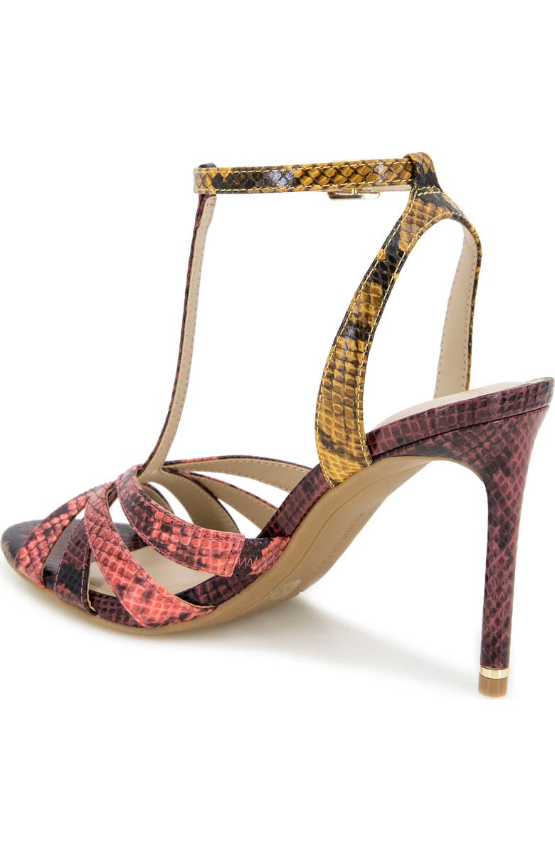 Kenneth Cole Liona Embossed T-Strap Sandal, Alternate, color, Multi Postal Snake
