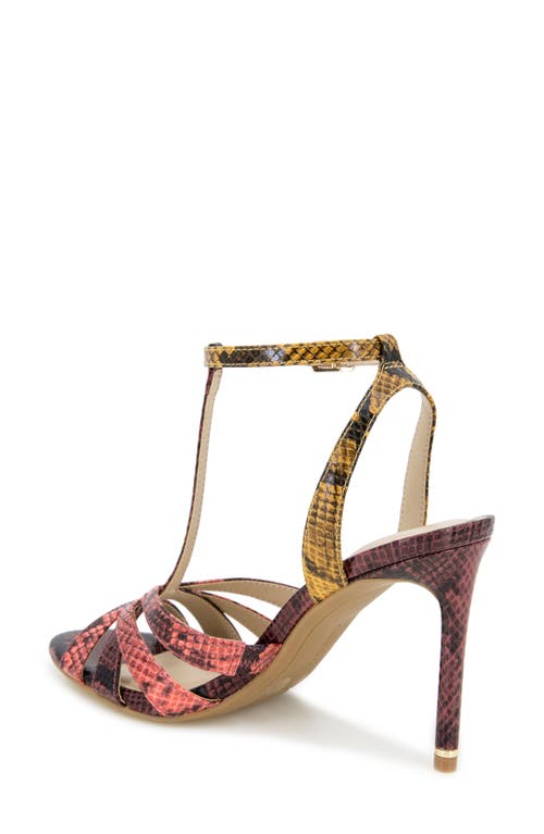 Kenneth Cole Liona Embossed T-strap Sandal In Multi Postal Snake