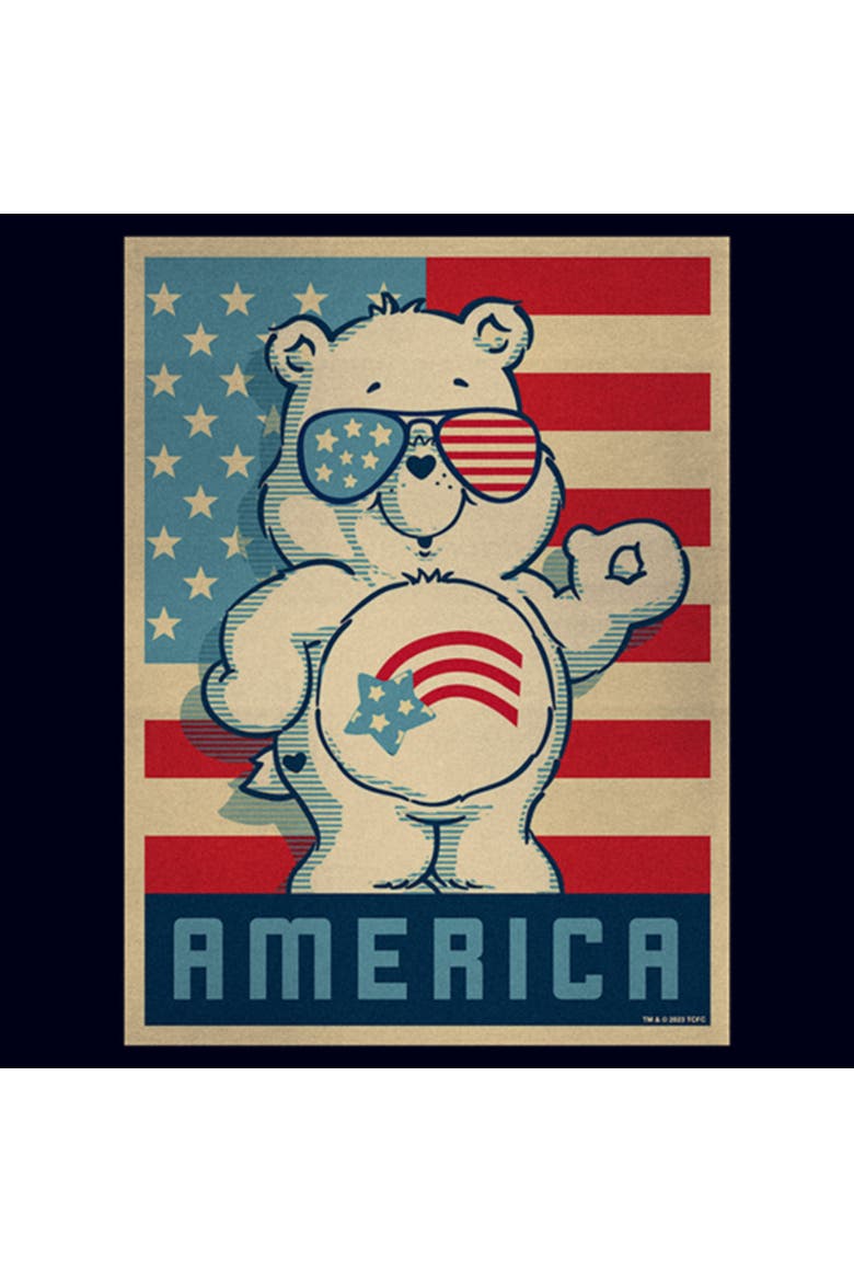 Women's Retro America Cares Bear Short Sleeve Graphic T-Shirt, Alternate, color, Navy Blue