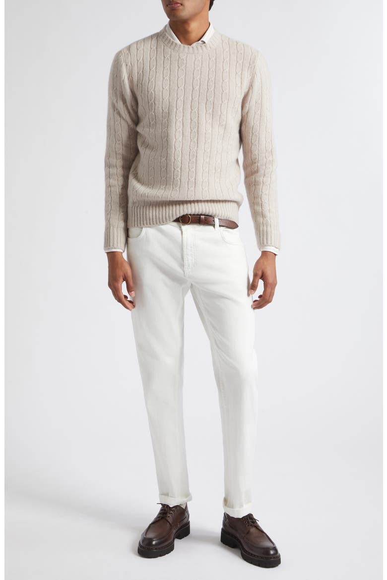 Cable Knit Cashmere & Silk Blend Sweater, Alternate, color, 02N SAND