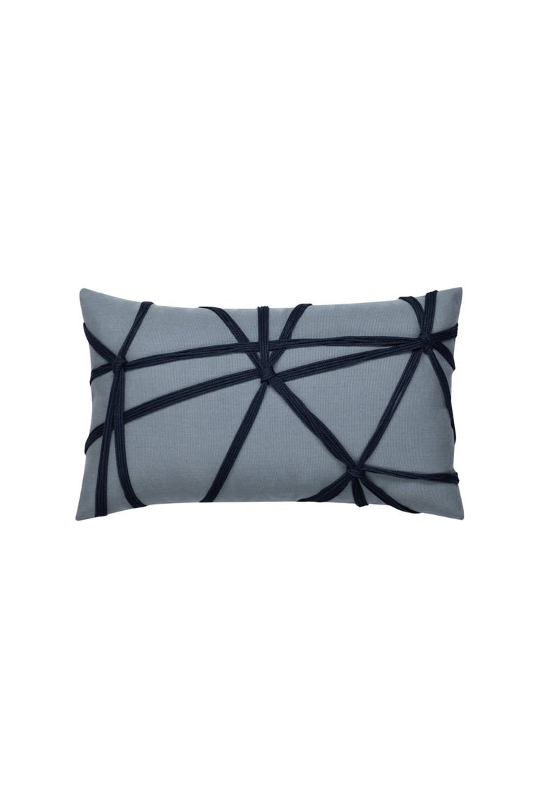 Interlace Hand Knotted Indoor & Outdoor Woven Accent Pillow & Insert, Main, color, Slate