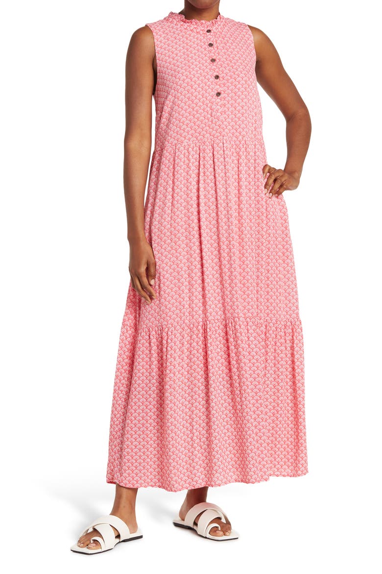 Sunny Day Tiered Maxi Dress, Main, color, SUGARSHACK SHL CORAL
