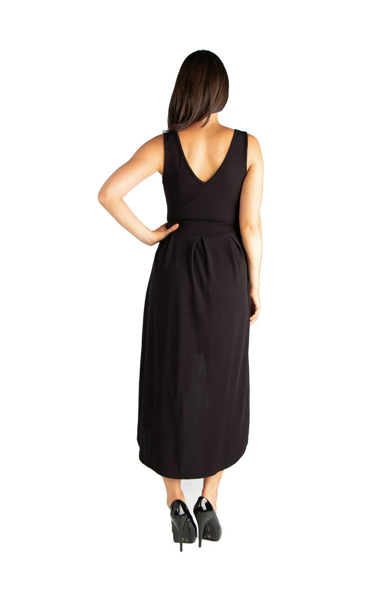 24seven Comfort Apparel Maternity Sleeveless Fit and Flare High Low Dress, Alternate, color, Black