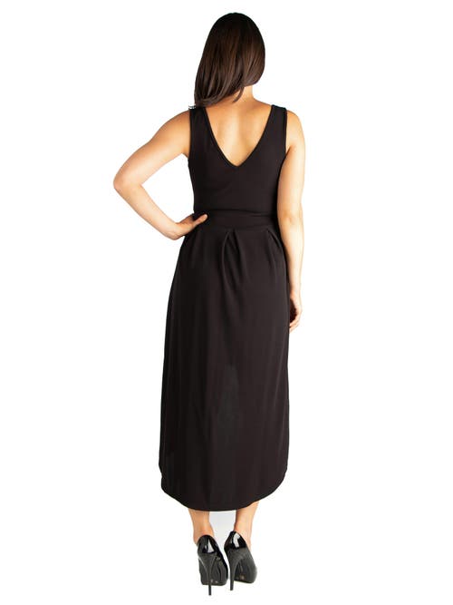 24seven Comfort Apparel Sleeveless Fit And Flare High Low Maternity Dress In Black