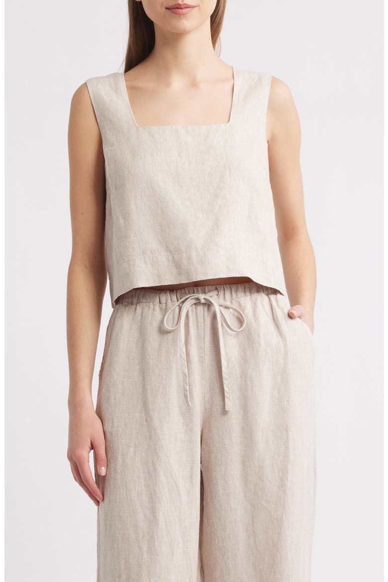 Akira Linen Crop Tank, Main, color, HEATHERED FLAX